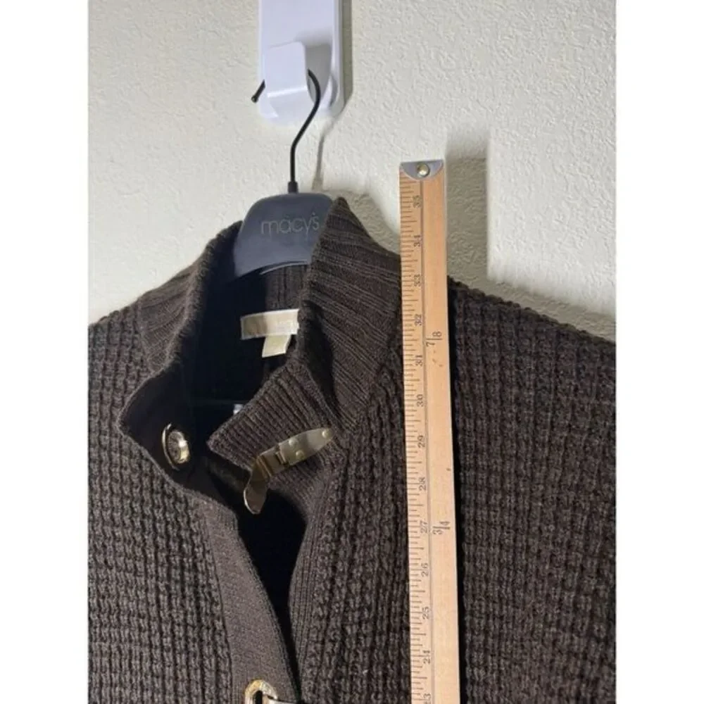 Michael Kors Brown Ribbed Knit Cardigan Toggle‎ Clasp Buttons Sz s